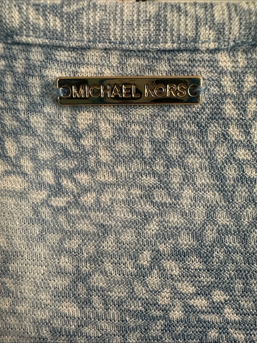 Michael Kors Sky Blue Ruched V-Neck Short Sleeve Tee